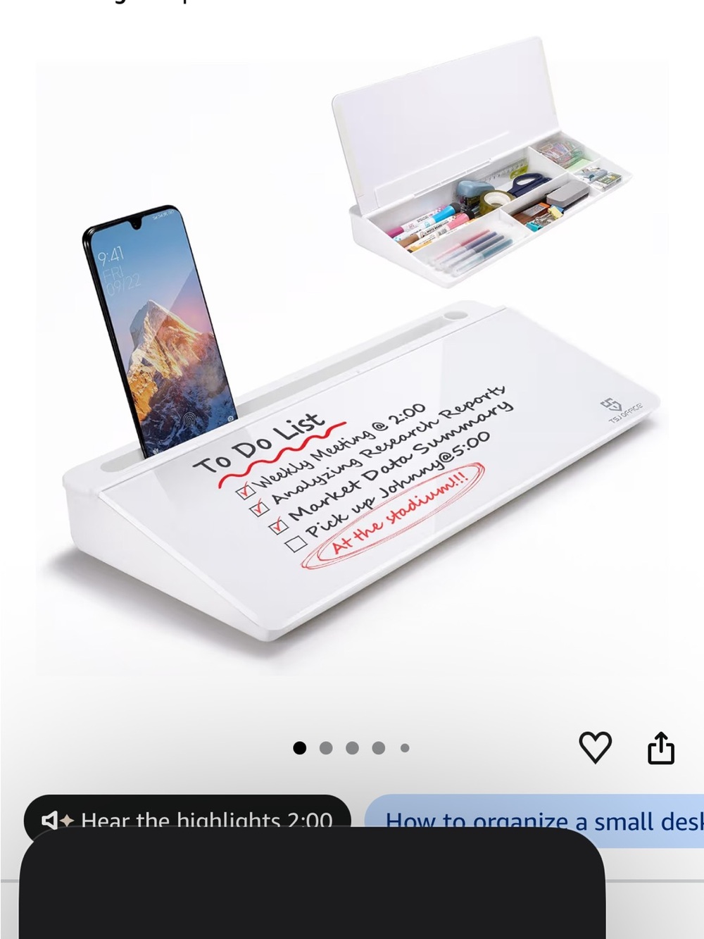 White Tablet & Phone Stand with Dry-Erase Writing Surface - Brand
